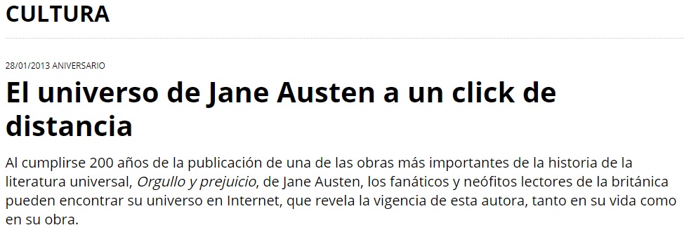 28/03/2013 - El universo de Jane Austen a un click de distancia